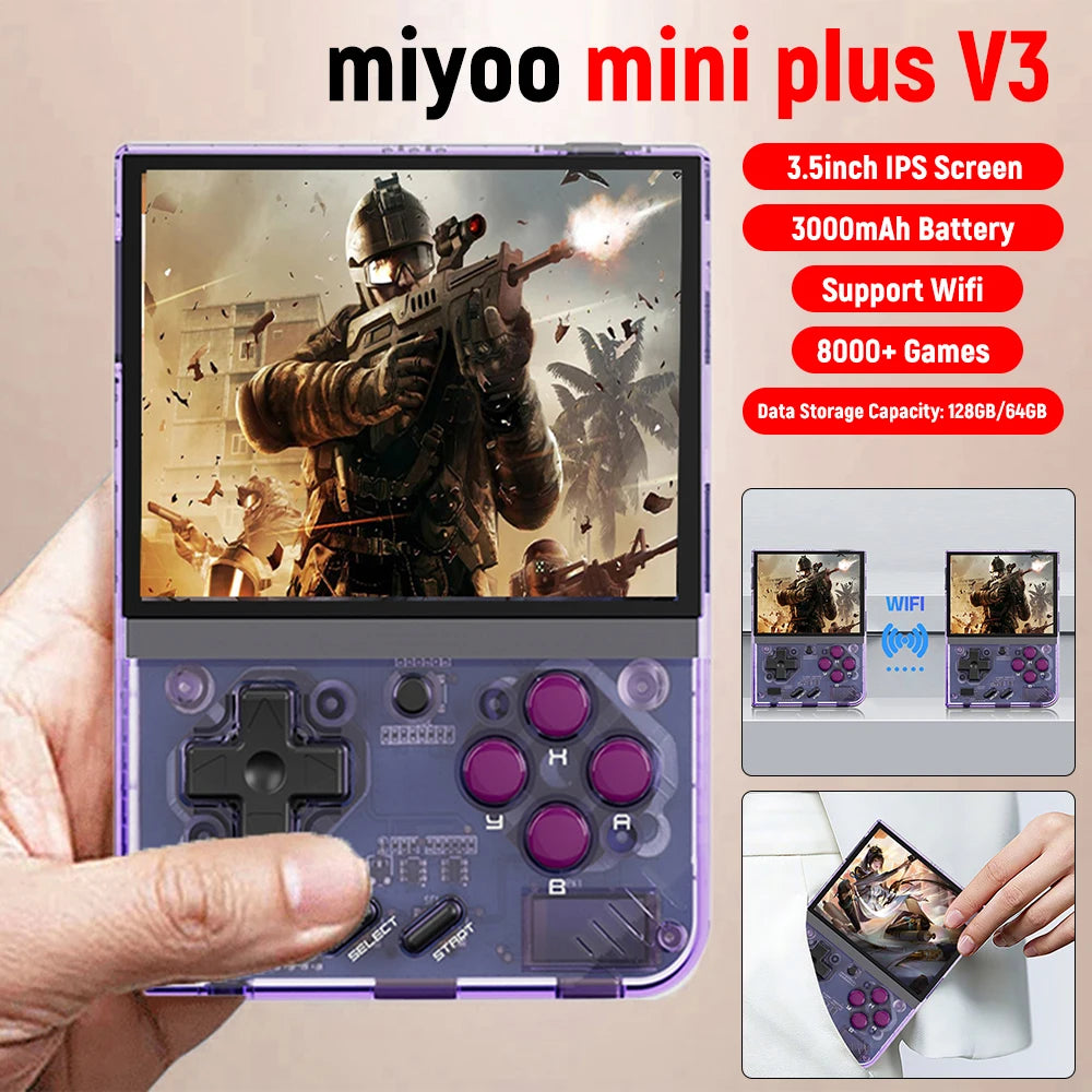 MIYOO Mini Plus Portable Retro Handheld Game Console 3.5-inch IPS HD Screen Classic Linux Electronic Game Console Supports WiFi